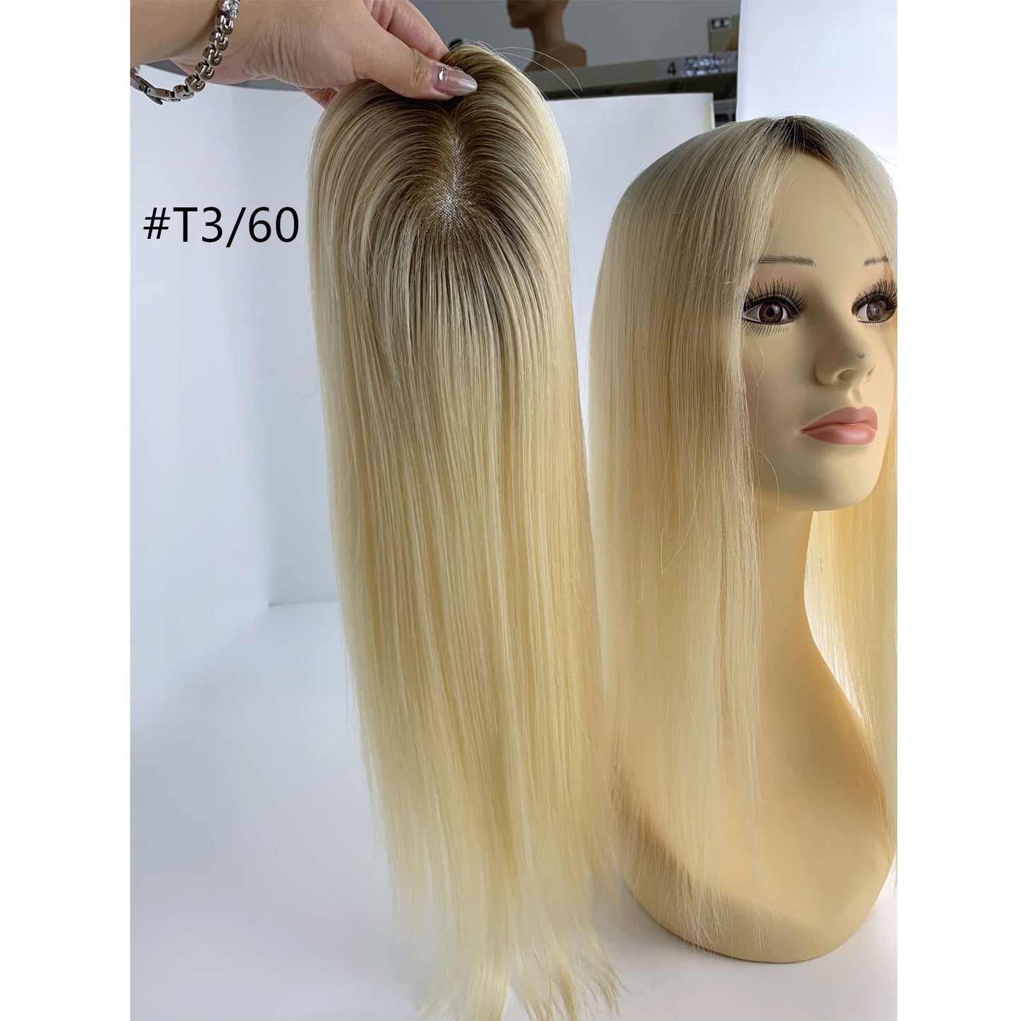 Ultimate Realism Rooted Color Remy Hair Mono Topper 5"x5"