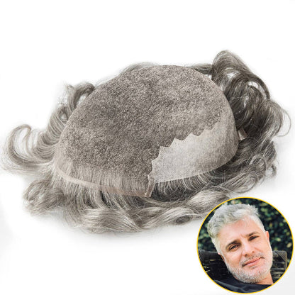 8*10 1B20# French Lace Front With Large Poly Side and Back Hair Replacement System
