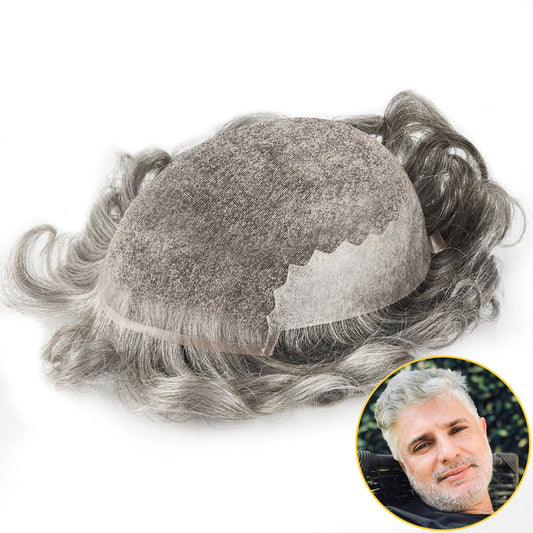 8*10 1B20# French Lace Front With Large Poly Side and Back Hair Replacement System