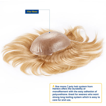 0.08mm Skin Base Injected Flat European Hair Mens Stock Hair System 7*9