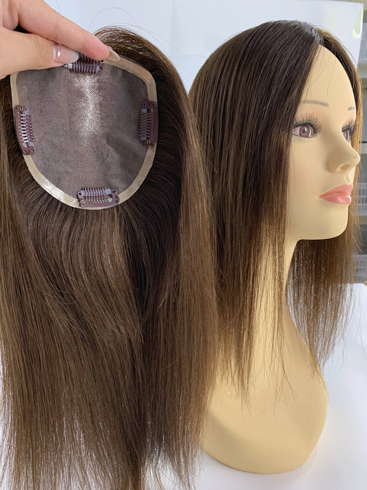 5"*5" Base Clip In Mono Topper Hairpieces Remy Human Hair Natural