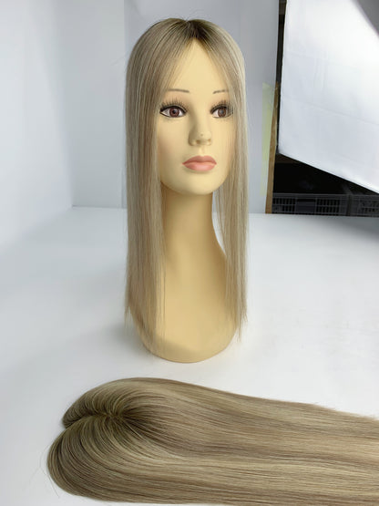 5"*5" Base Clip In Mono Topper Hairpieces Remy Human Hair Natural