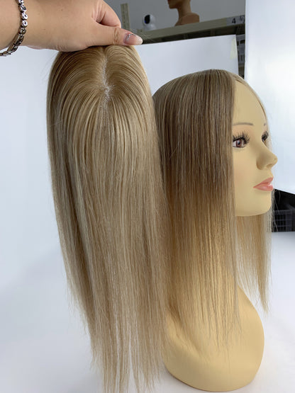 5"*5" Base Clip In Mono Topper Hairpieces Remy Human Hair Natural