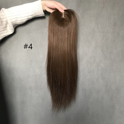 Hybrid Design Injected PU & Wefted Back Remy Hair Topper 6"x7"