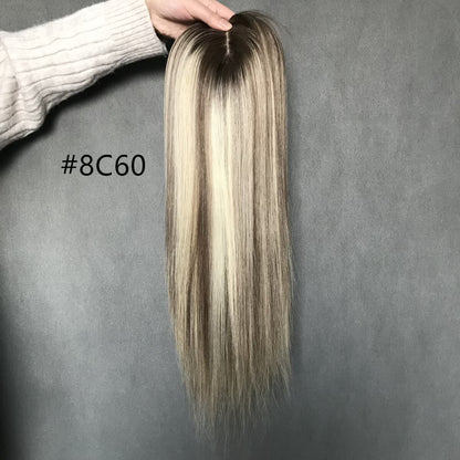 Hybrid Design Injected PU & Wefted Back Remy Hair Topper 6"x7"