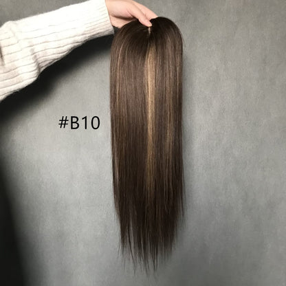 Hybrid Design Injected PU & Wefted Back Remy Hair Topper 6"x7"