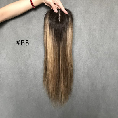 Hybrid Design Injected PU & Wefted Back Remy Hair Topper 6"x7"