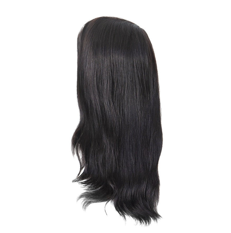 Women Chinese Culticle Remy Hair Full Thin Skin Wigs Human Hair Medium Size 14''