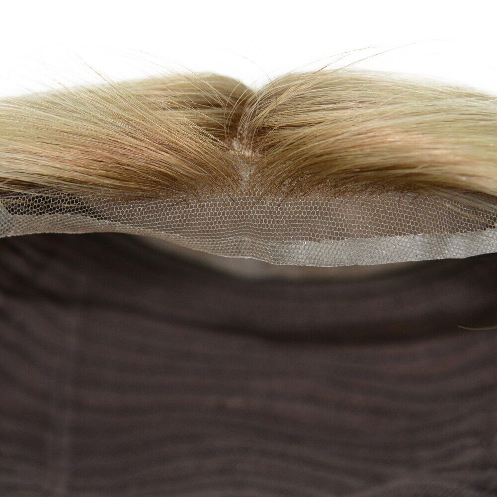 Natural Real Mens Hair Replacement System Ultra Thin Poly Skin Toupee Hairpieces