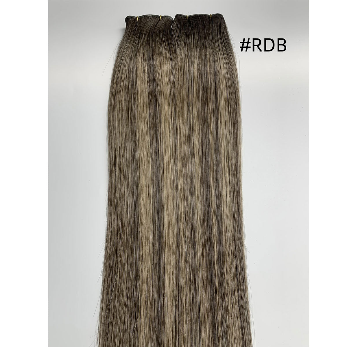 Brown Balayage Genius Weft Hair Extensions Dark Brown Roots to Light Brown Mix Blonde European Remy Hair Weft for Women
