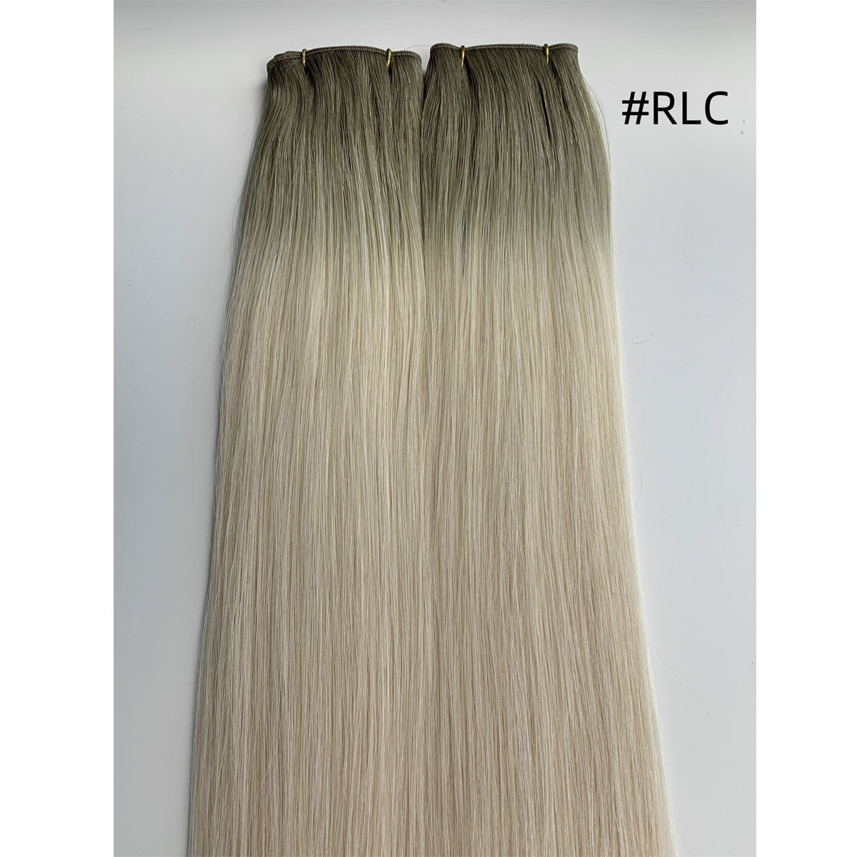 Ombre European Remy Hair Extensions Ash Brown to White Platinum Blonde with Brown Roots Straight Genius Weft