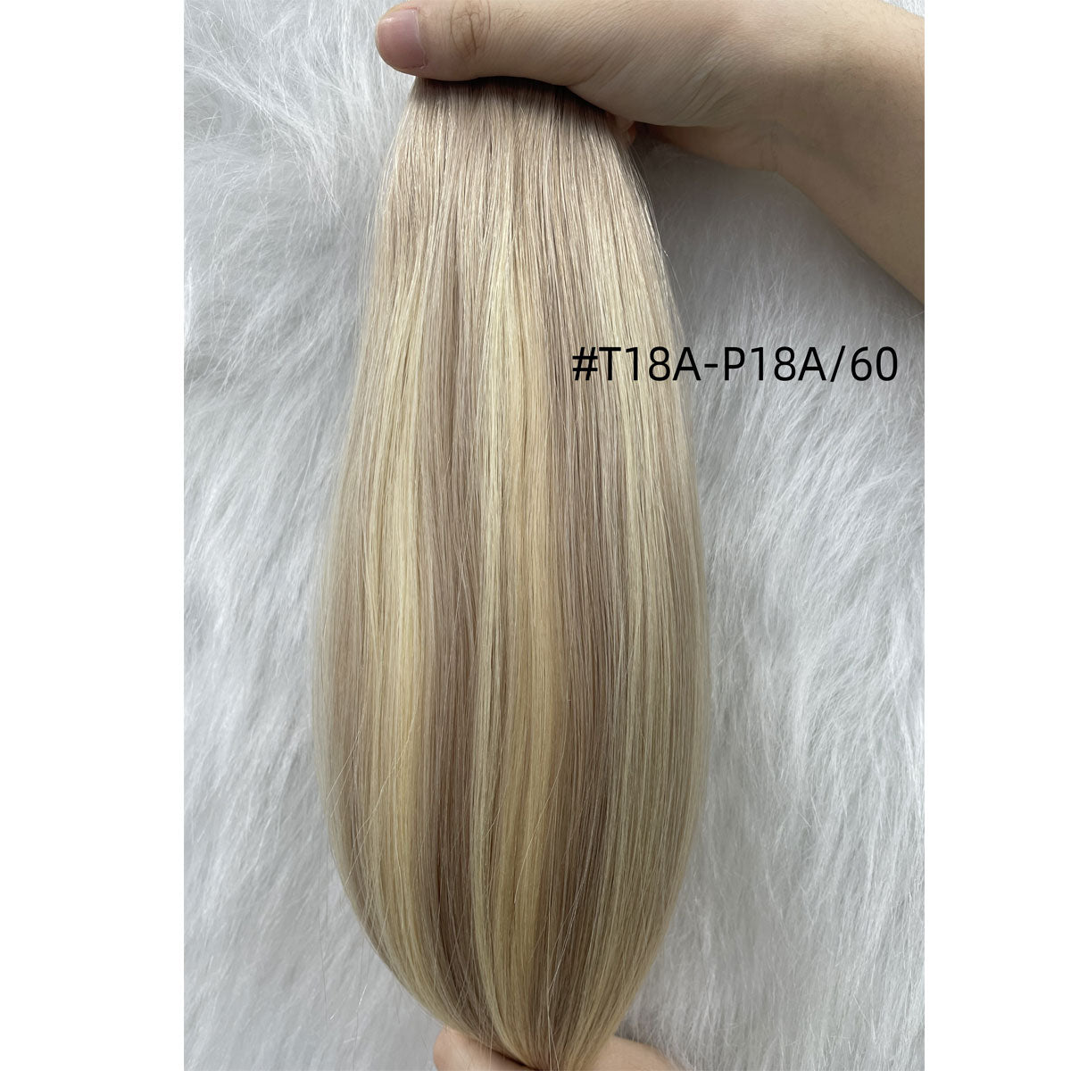 Ombre European Remy Hair Extensions Ash Brown to White Platinum Blonde with Brown Roots Straight Genius Weft