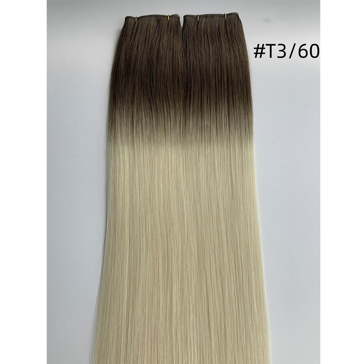 Ombre European Remy Hair Extensions Ash Brown to White Platinum Blonde with Brown Roots Straight Genius Weft