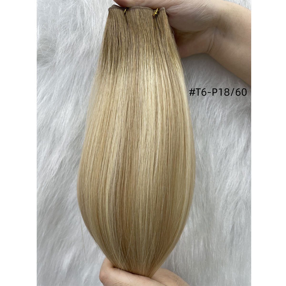 Ombre European Remy Hair Extensions Ash Brown to White Platinum Blonde with Brown Roots Straight Genius Weft