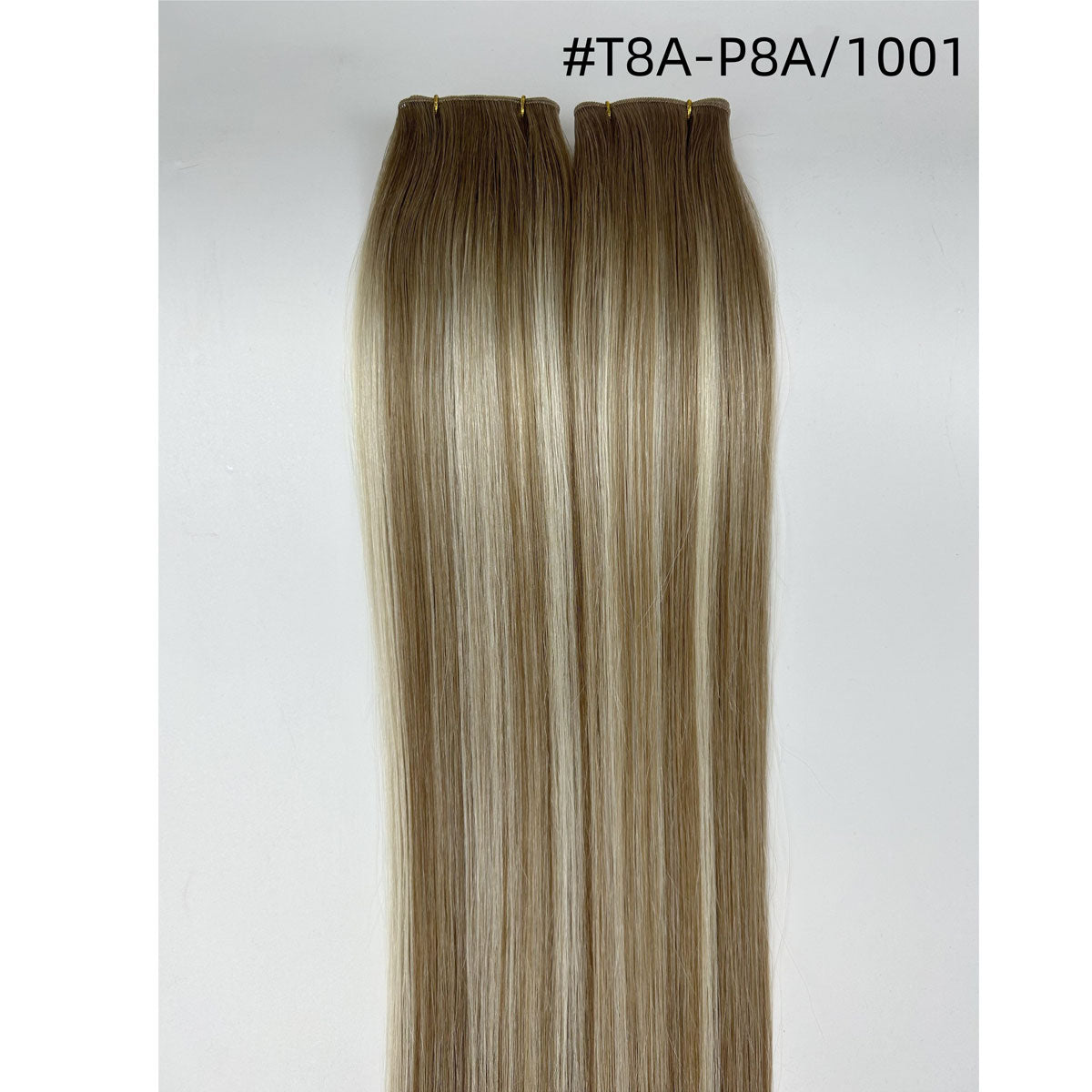 Ombre European Remy Hair Extensions Ash Brown to White Platinum Blonde with Brown Roots Straight Genius Weft