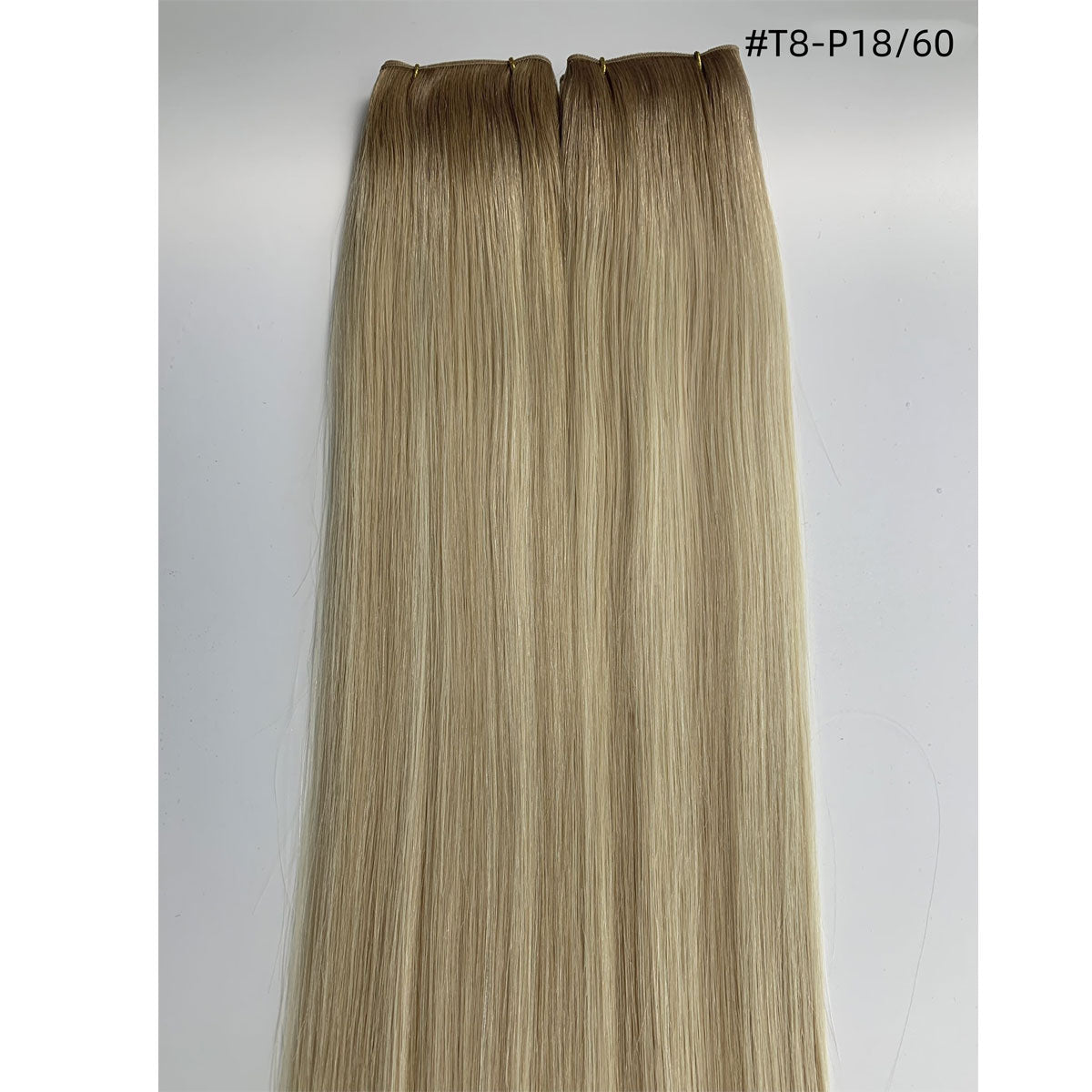 Ombre European Remy Hair Extensions Ash Brown to White Platinum Blonde with Brown Roots Straight Genius Weft