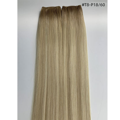 Ombre European Remy Hair Extensions Ash Brown to White Platinum Blonde with Brown Roots Straight Genius Weft