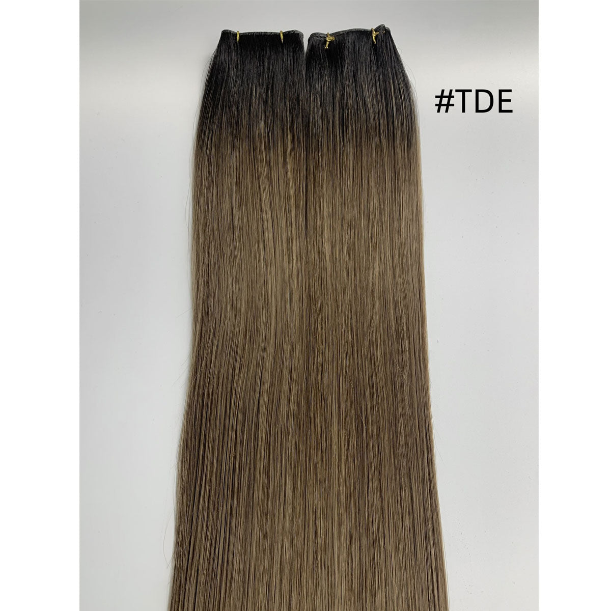 Brown Balayage Genius Weft Hair Extensions Dark Brown Roots to Light Brown Mix Blonde European Remy Hair Weft for Women