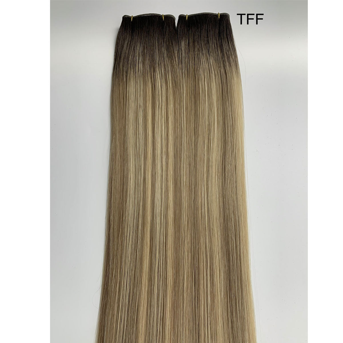Brown Balayage Genius Weft Hair Extensions Dark Brown Roots to Light Brown Mix Blonde European Remy Hair Weft for Women