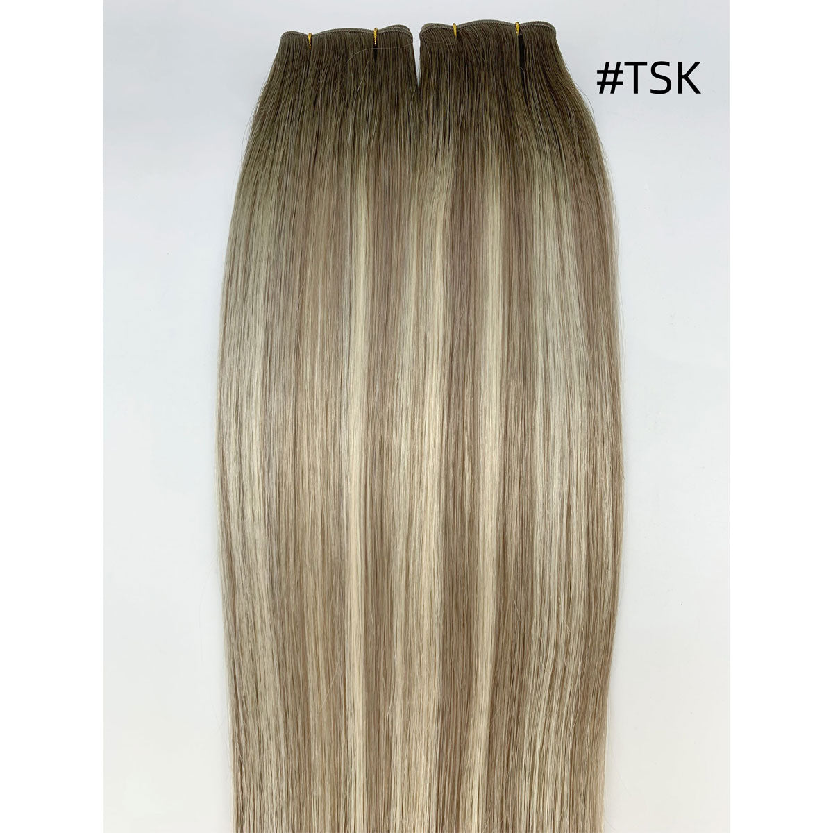 Brown Balayage Genius Weft Hair Extensions Dark Brown Roots to Light Brown Mix Blonde European Remy Hair Weft for Women