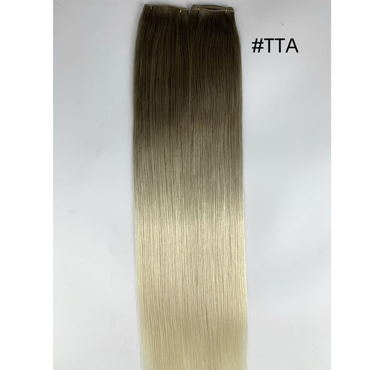 Ombre European Remy Hair Extensions Ash Brown to White Platinum Blonde with Brown Roots Straight Genius Weft