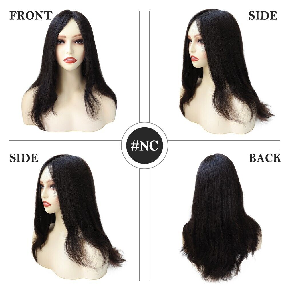 Women Chinese Culticle Remy Hair Full Thin Skin Wigs Human Hair Medium Size 14''