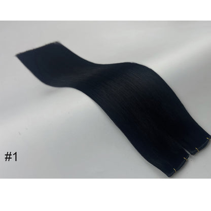 Double Drawn Remy Genius Weft Hair Extensions Color Black Brown Hand Selected European Remy Hair Sew In For Women 22inch