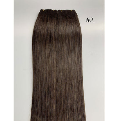 Double Drawn Remy Genius Weft Hair Extensions Color Black Brown Hand Selected European Remy Hair Sew In For Women 22inch