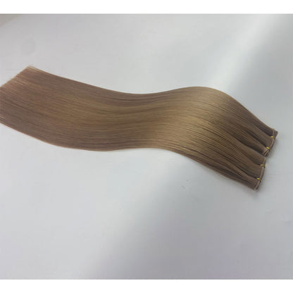 Double Drawn Remy Genius Weft Hair Extensions Color Black Brown Hand Selected European Remy Hair Sew In For Women 22inch