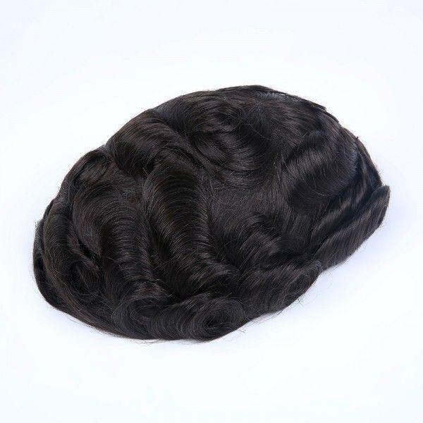 French Lace Base with Transparent Poly Side and Back Stock Hair System For Men