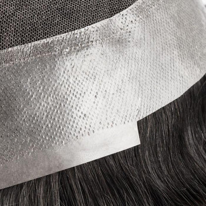 French Lace Center with Poly around Stock Hair Replacement System For Men