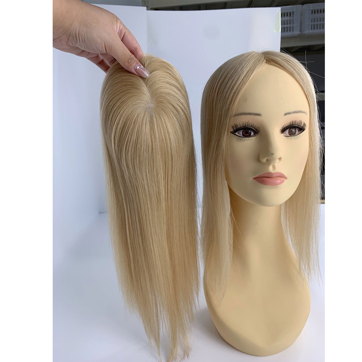 Instant Volume & Flawless Coverage 5"x5" Blonde Remy Hair Mono Topper