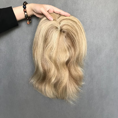 Chic and Seamless 10inch  Remy Hair Mono Topper with Swiss Lace Front  6"x6"