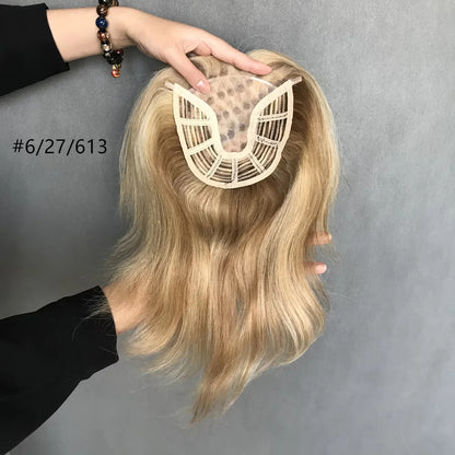 Chic and Seamless 10inch  Remy Hair Mono Topper with Swiss Lace Front  6"x6"