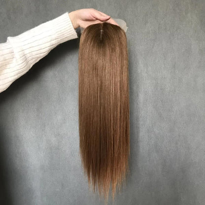 Extra Large Full Coverage 8"x8" Remy Hair Mono Topper with Swiss Lace Front