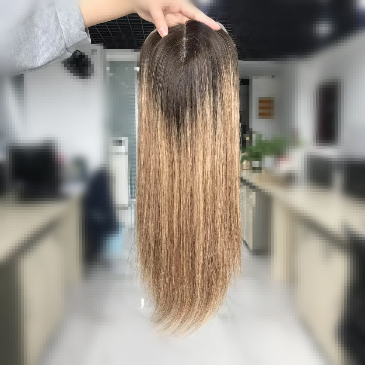 Extra Large Full Coverage 8"x8" Remy Hair Mono Topper with Swiss Lace Front