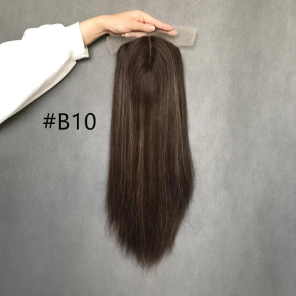 Extra Large Full Coverage 8"x8" Remy Hair Mono Topper with Swiss Lace Front