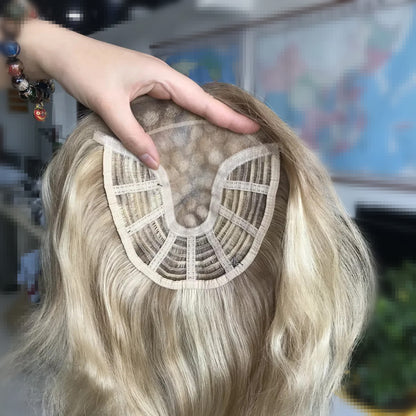 Chic and Seamless 10inch  Remy Hair Mono Topper with Swiss Lace Front  6"x6"