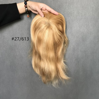 Chic and Seamless 10inch  Remy Hair Mono Topper with Swiss Lace Front  6"x6"