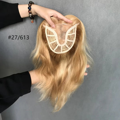 Chic and Seamless 10inch  Remy Hair Mono Topper with Swiss Lace Front  6"x6"