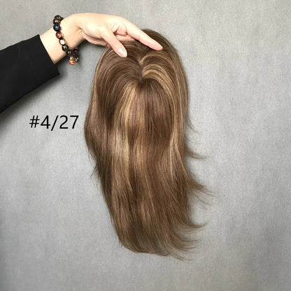 Chic and Seamless 10inch  Remy Hair Mono Topper with Swiss Lace Front  6"x6"