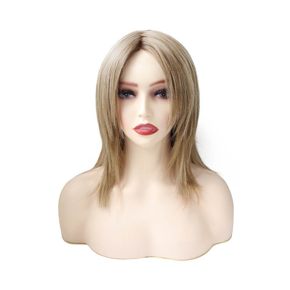 Women Wigs European Cuticle Remy Human Hair Mono Top Lace Front Medium Size 9''