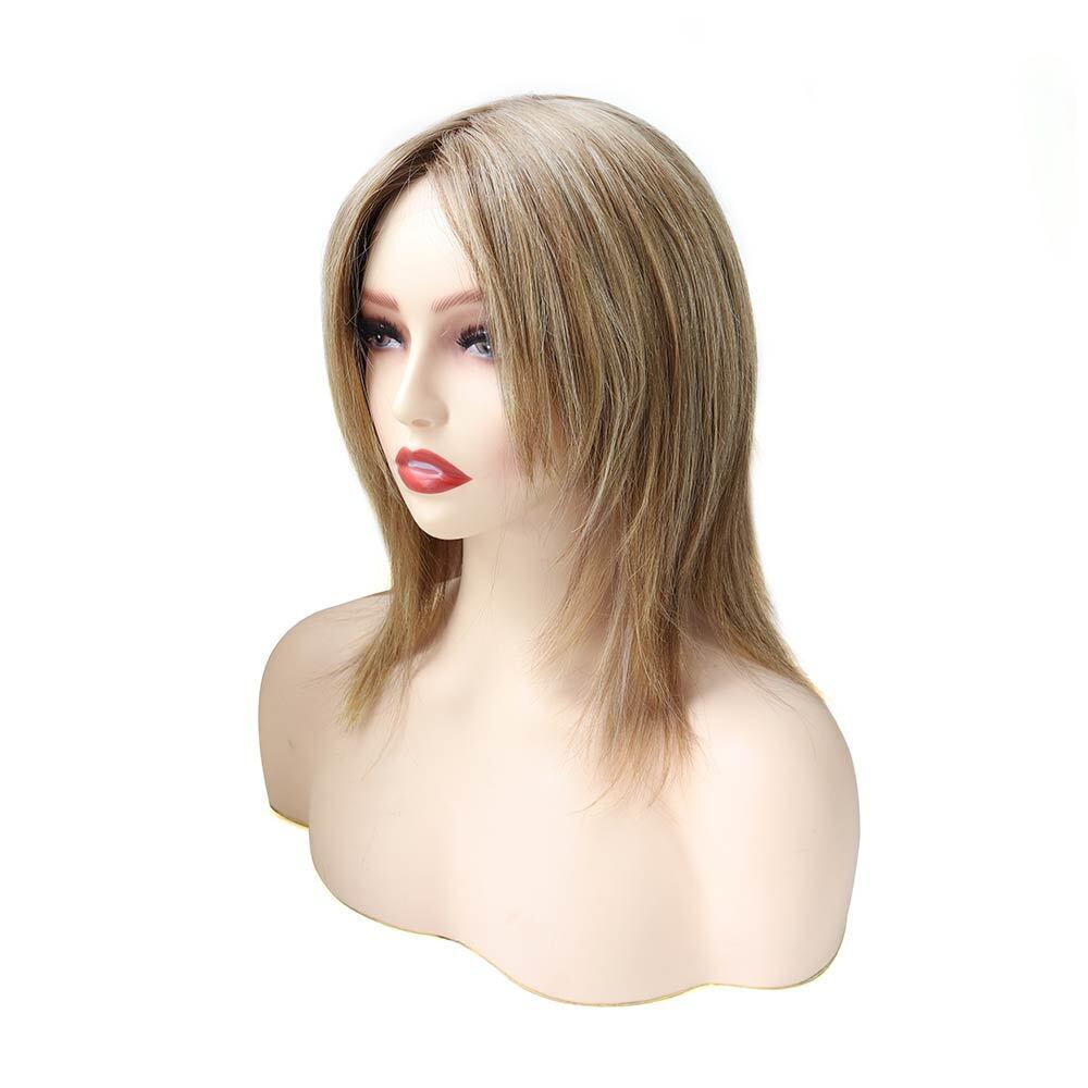 Women Wigs European Cuticle Remy Human Hair Mono Top Lace Front Medium Size 9''