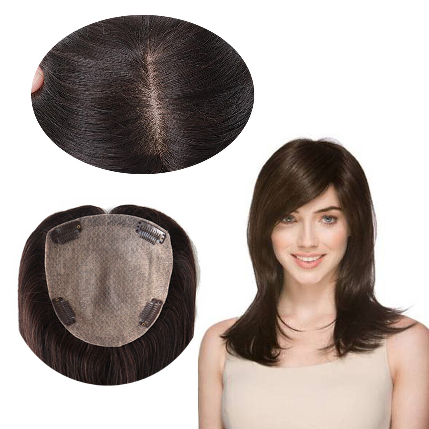 Natural Women Topper Chinese Remy Hair Replacement Toupee Systems Top Piece15''