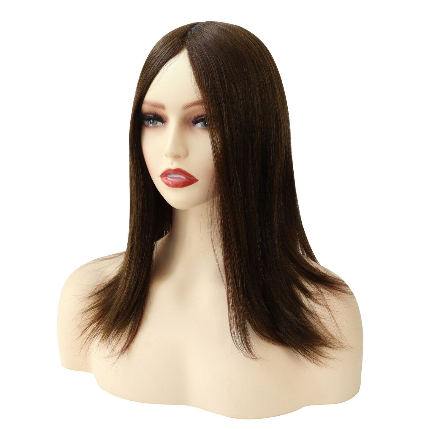 Women Topper Top Piece Wigs Injected Poly Skin Systems Cuticle Remy Hair Pieces