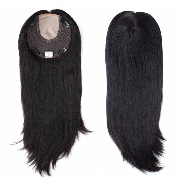 Women Topper Chinese Culticle Hair Systems Clips Injection Silk Top Pieces TP36