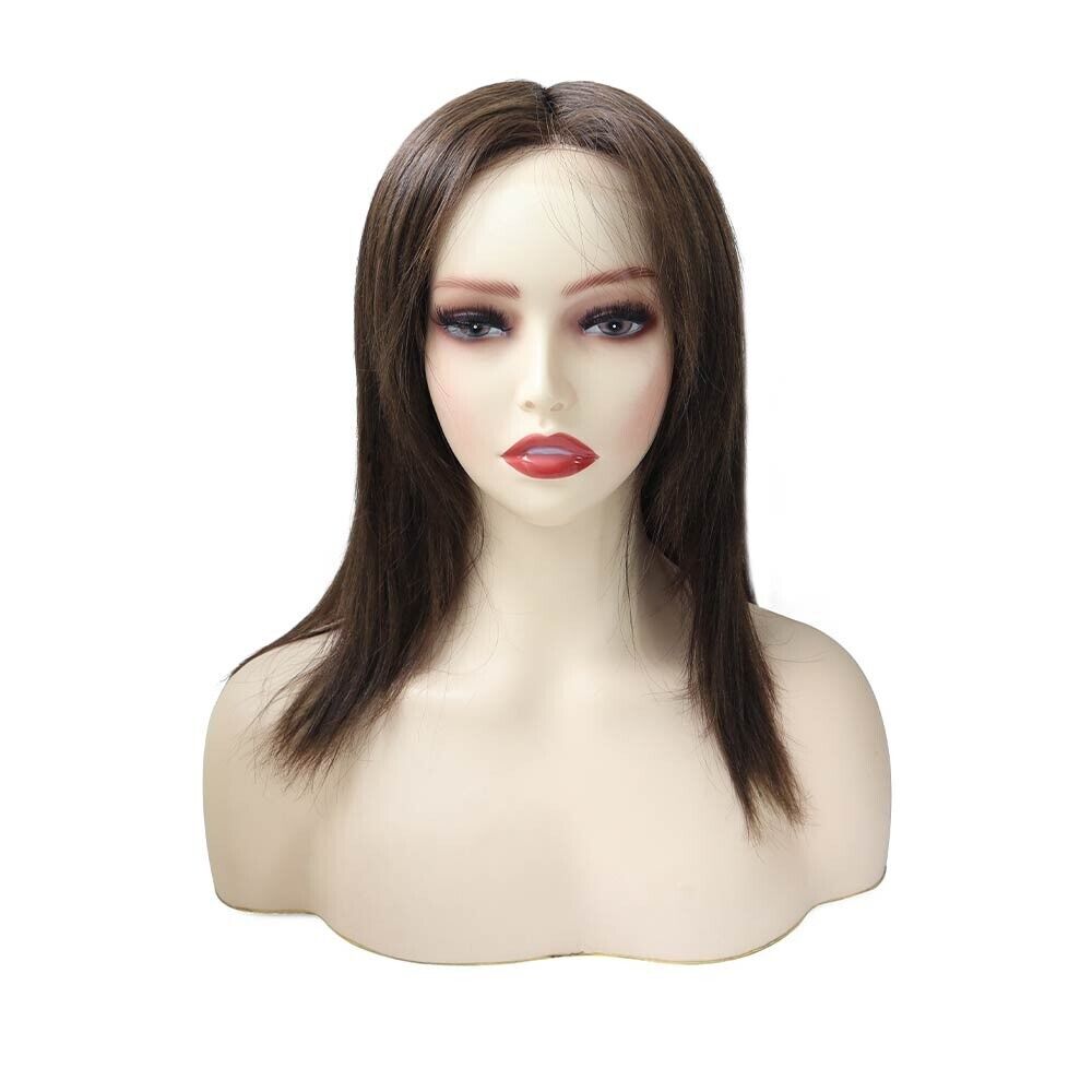 Women Wigs European Cuticle Remy HumanHair Mono Top Lace Front Medium Size 9''#4