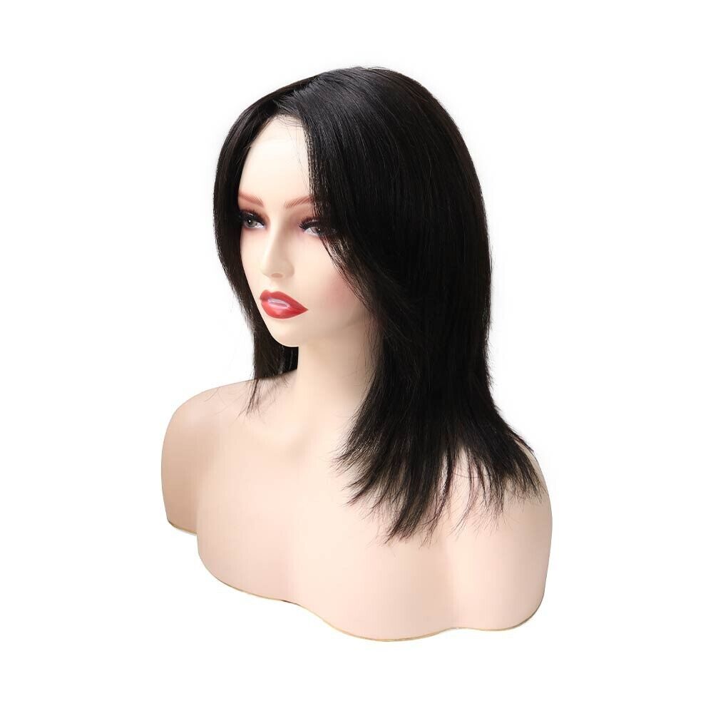 Women European Cuticle Remy Hair Wigs Mono Top Lace Front Medium Size 9''MT12#NC