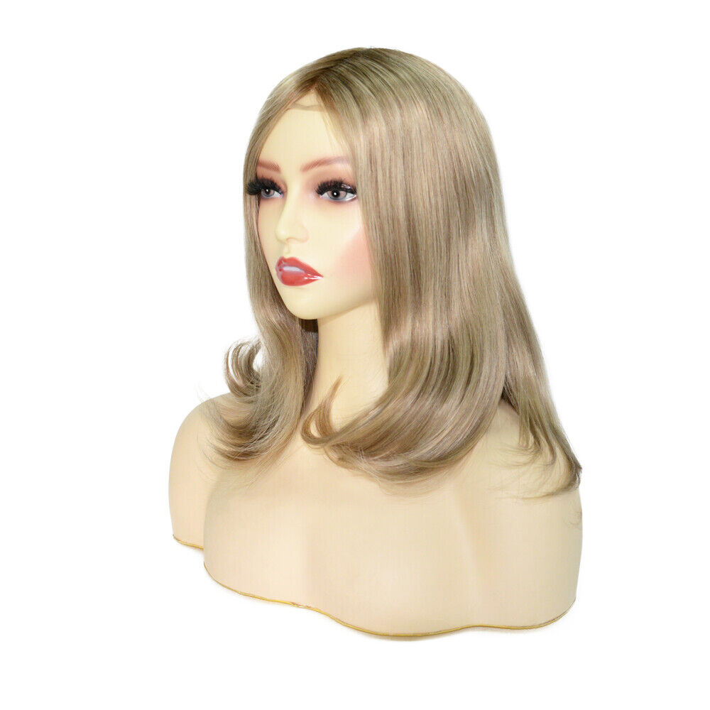 Women European Cuticle Remy Hair Wigs Human Hair Mono Top Lace Front Medium Size