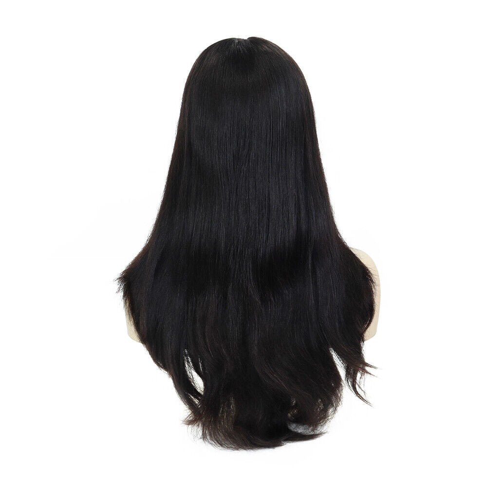 Women European Cuticle Remy Hair Wigs Human Hair Mono Top Lace Front Medium Size